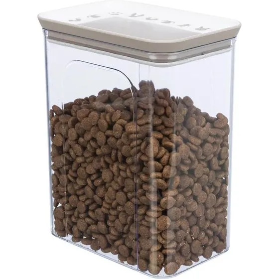 Trixie Firkantet Snack- og Foderkrukke 2,2 L, transparent med hvid/creme låg