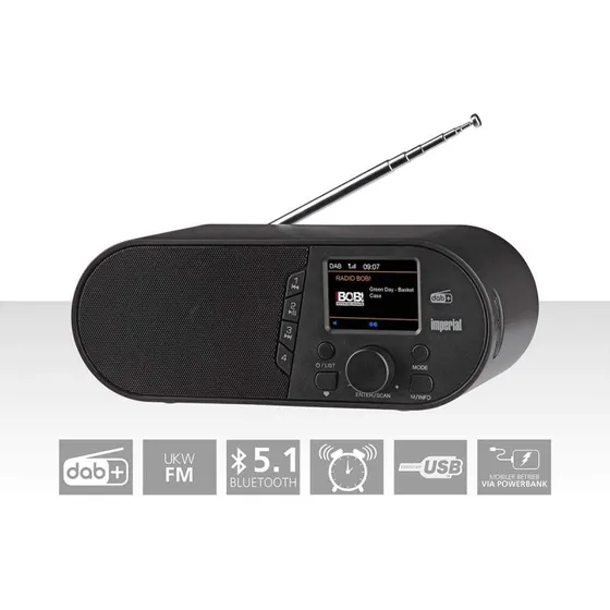 Nedis Imperial DABMAN d105 DAB+/FM/Bluetooth Radio, Sort, 7W