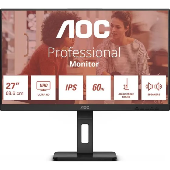 AOC U27E3UF 27" 4K IPS Skærm, Sort