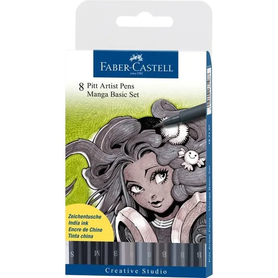 Faber-Castell Pitt Artist Pen Manga 8-delt Grå Toner