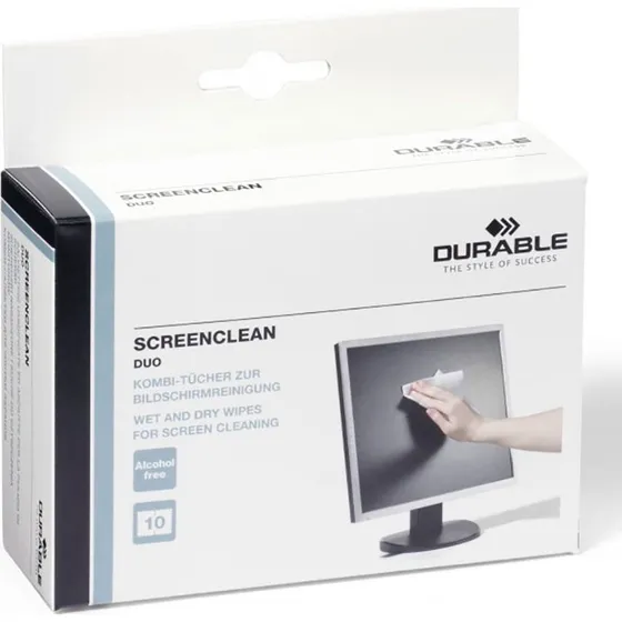 Durable Screenclean DUO 10pk – Våd & Tør Skærmrens