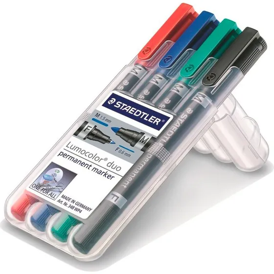 Staedtler Lumocolor Duo Permanent Marker 4 Farver