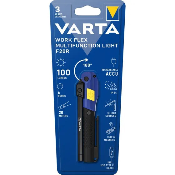 LYGTE Work Flex Multifunction Light F20R - 3 Lystilstande, IP54, USB-C