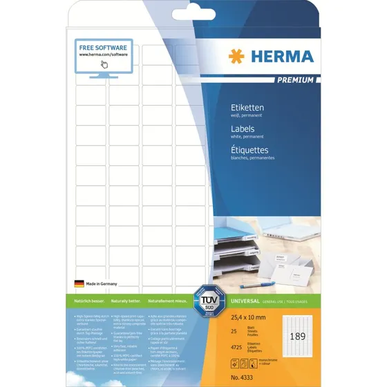 HERMA Premium Laminerede Etiketter 25,4 x 10 mm, 4725 stk