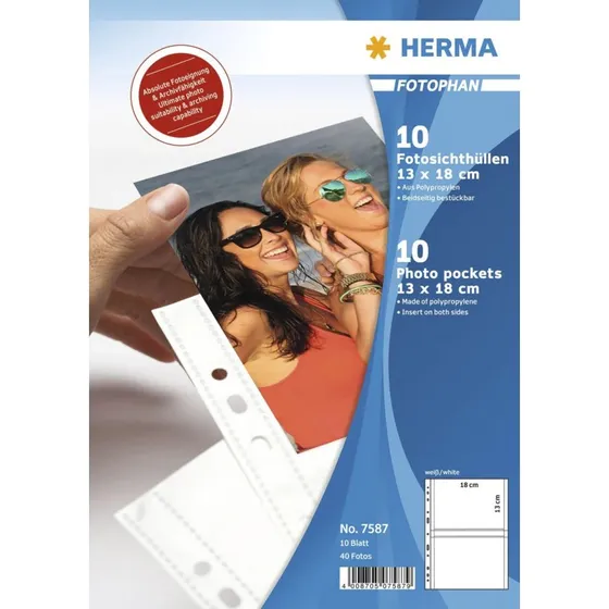 Herma Fotophan 13x18 cm, 40 Billeder, Transparent, 10 stk