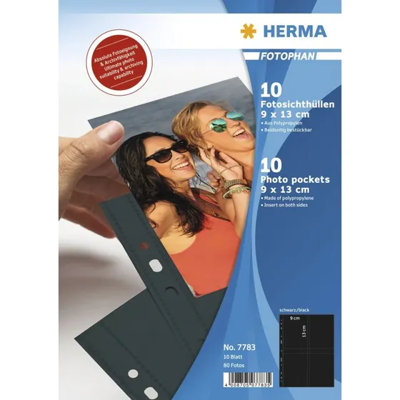 HERMA Fotophan 9x13 cm, 10 stk, gennemsigtig, sort