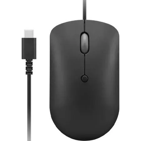 Lenovo USB-C Optisk Mus 2400 DPI, Kompakt, Sort