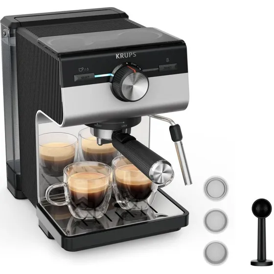 Krups Authentic+ XP384E10 Espressomaskine, Sort, 15 bar, 2 L