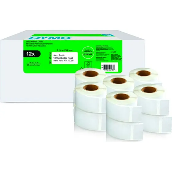 DYMO LabelWriter Returadresseetiketter 25x54mm 12 ruller