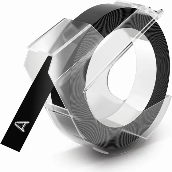 DYMO 3D Prægetape 9mm x 3m Sort på Hvid