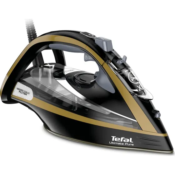 Tefal Ultimate Pure FV9847E0 3200 W Tør & Dampstrygejern Sort/Guld