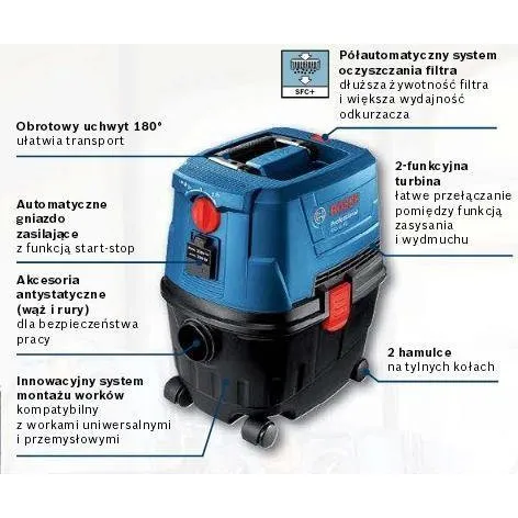 Bosch GAS 15 PS 1100W Våd/Tør Industristøvsuger 15 l