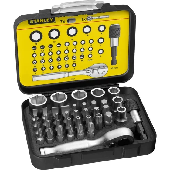 Stanley 1-13-906 Ratcheting Bit/Topnøglesæt 39 Dele 1/4"