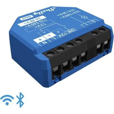Shelly 1 Gen3 WiFi-relæ 16A, potentialfrit kontaktsæt