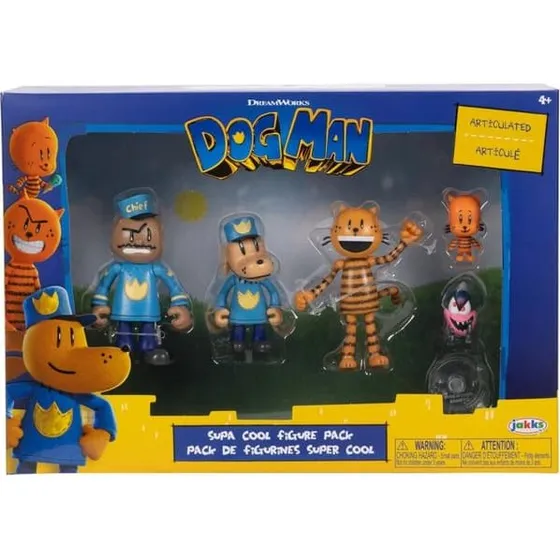 Jakks Dog Man Supa Cool Figurpakke – 5 figurer, 6 cm, 4+ år