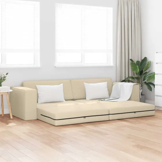 vidaXL Sovesofa Creme 245 x 78 x 77 cm Stof