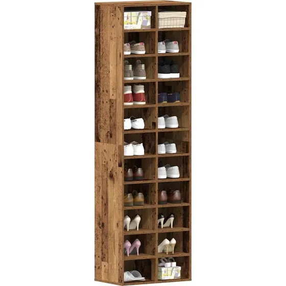 vidaXL Skoreol 54x34x183 cm Konstrueret Træ Gammelt Træ-Look