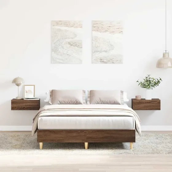 vidaXL Sengestel 120x200 cm Konstrueret Træ Brun Eg