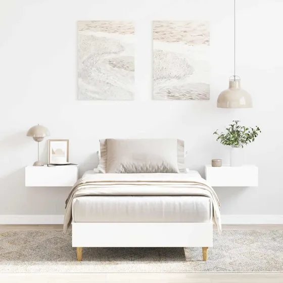 vidaXL Sengeramme 90x200 cm Konstrueret Træ Hvid