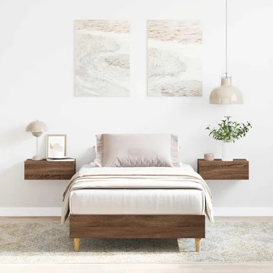vidaXL Sengestel 90x200 cm Konstrueret Træ Brun Eg