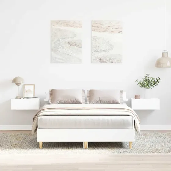 vidaXL sengestel 140x190 cm konstrueret træ hvid