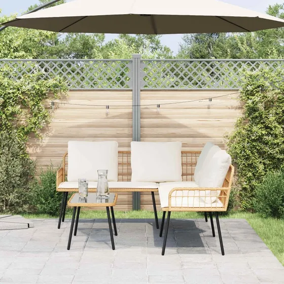 vidaXL Havesofa Sæt 2 dele Naturfarvet Polyrattan