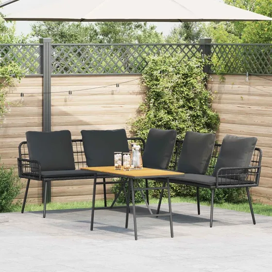 vidaXL Havesofa Sæt 2 stk Sort polyrattan