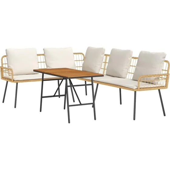 vidaXL Havesofa Sæt 2 stk Beige Polyrattan