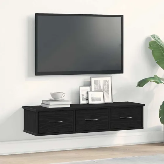 vidaXL Vægskab 88x26x18,5 cm Konstrueret Træ Sort