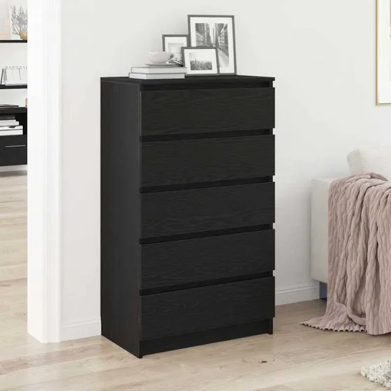 vidaXL Kommode 60x36x103 cm Konstrueret Træ Sort