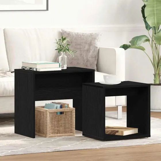 vidaXL Sofaborde 2 stk. Konstrueret Træ Sort 48x30x45 cm