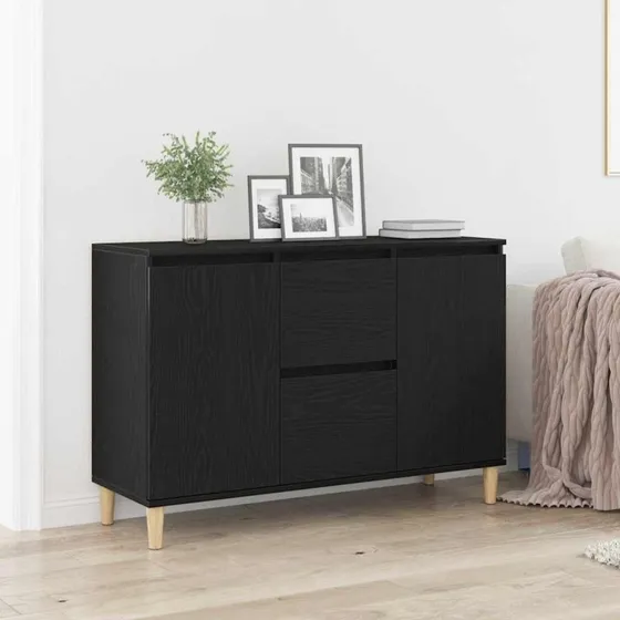 vidaXL Sideboard med skuffe, sort, 102 x 35 x 60 cm, konstrueret træ