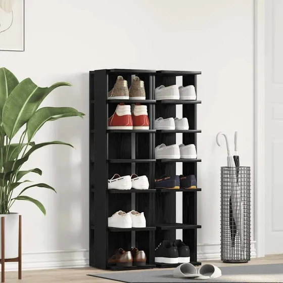 vidaXL Skoskabe 2 stk. 25x27x102 cm konstrueret træ sort egetræ