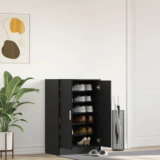 vidaXL Skoskab 60x35x92 cm Konstrueret Træ Sort