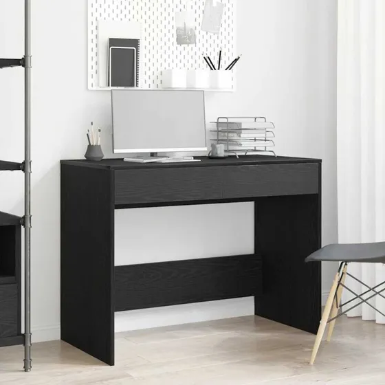 vidaXL Skrivebord 101x50x76,5 cm Konstrueret Træ Sort