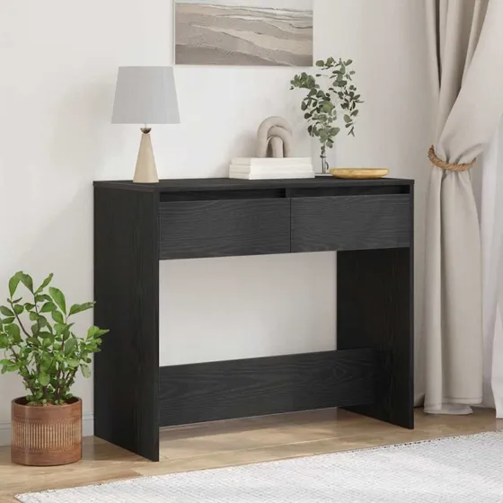 vidaXL Konsolbord 89x41x76,5 cm Sort Konstrueret Træ