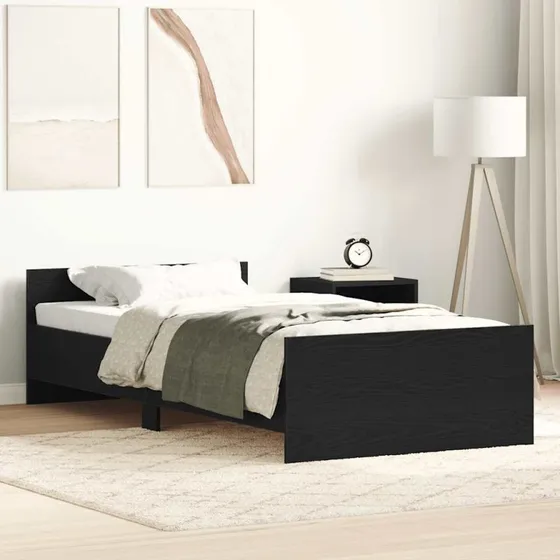 vidaXL Sengeramme 75x190 cm Konstrueret Træ Sort Eg