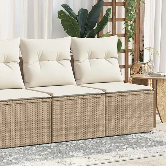 vidaXL 2-delssofasæt med hynder, polyrattan akacietræ, beige