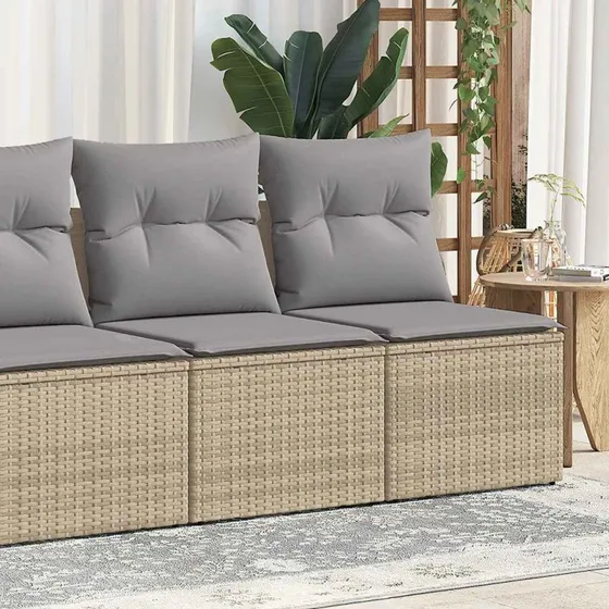 vidaXL 2-delssofasæt med hynder, polyrattan akacietræ, beige
