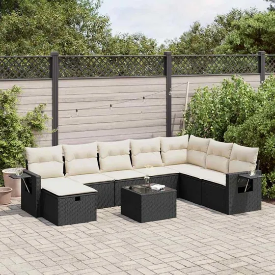 BambooHome Sofasæt 9 Dele Sort med Opbevaring