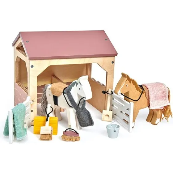 Tender Leaf Dukkehus Hestestald til heste – 18,7×18×14,3 cm