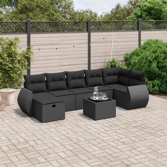 FurniHaven Sofasæt 8 Dele Grå Polyrattan med Opbevaring