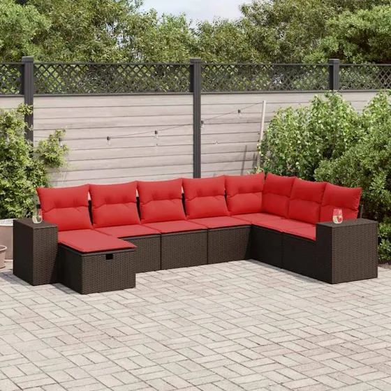 vidaXL 8-delers polyrattan havesofasæt brun med hynder