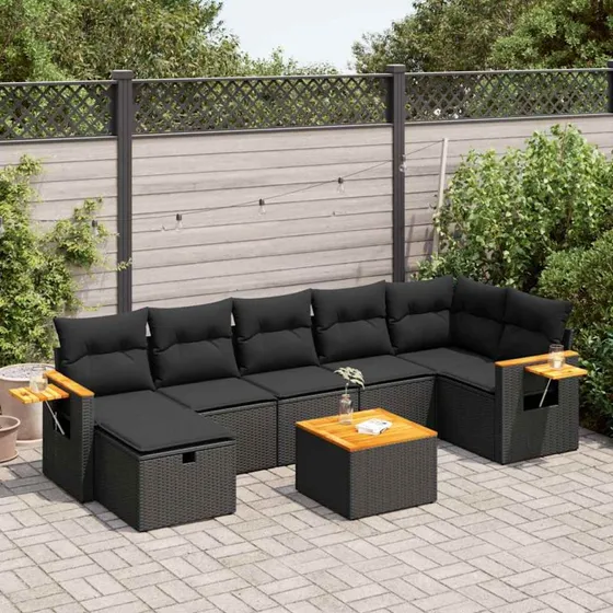 Bergen Sofasæt 8 Dele Grå Polyrattan med Opbevaring