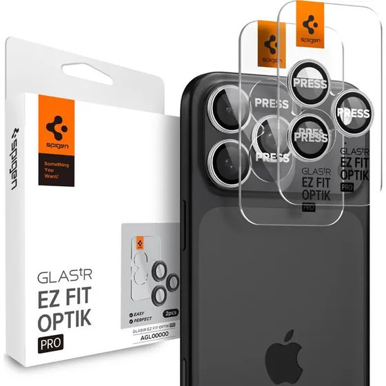 Spigen Glass tR EZ Fit Optik Pro 2 Pack - Sølv - iPhone 14/15/16/17 Pro/Pro Max