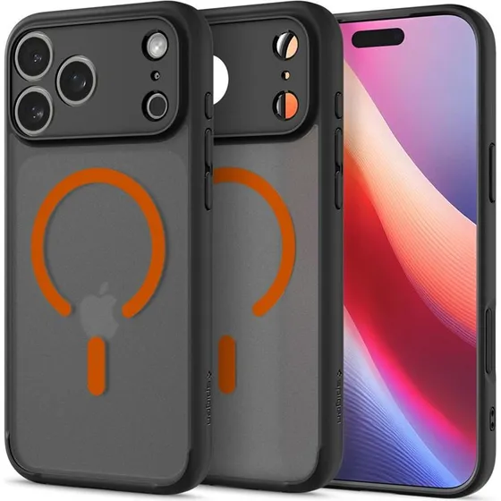 Spigen Ultra Hybrid MagSafe Cover - Frost Black Orange til iPhone 17 Pro