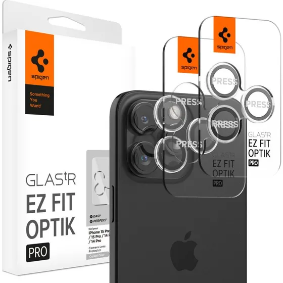 Spigen Optik.tR EZ Fit Glass Kamerabeskyttelse, Sort, 2 stk. til iPhone 14-17 Pro/Pro Max