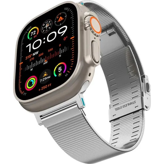Spigen Sleek Link Stainless Steel Armbånd til Apple Watch 49/46/45/44mm - Sølv