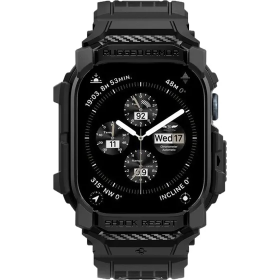 Spigen Rugged Armor Pro Urrem, Sort, Apple Watch 10/11 46mm