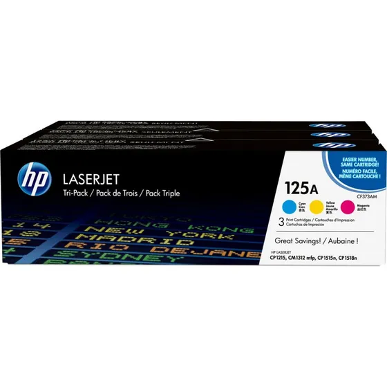 HP 125A CF373AM 3-Pack Cyan, Magenta, Gul Toner